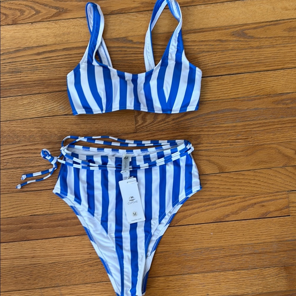 Striped High-waist Bikini